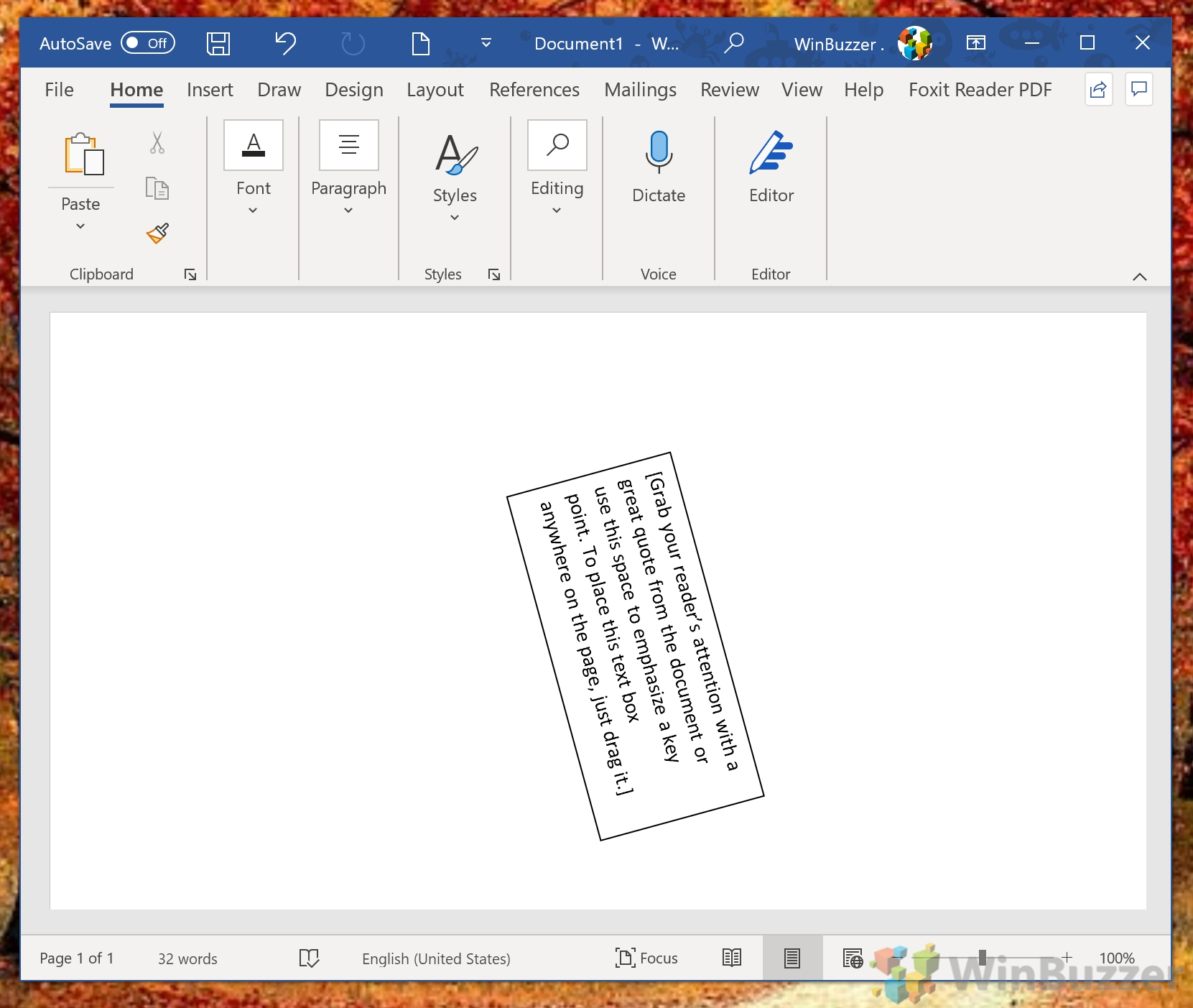 Windows 10 - Word - Text Box - Manual Rotation - Result