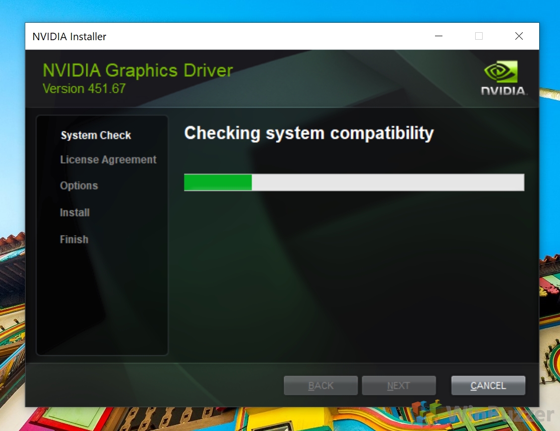 Windows 10 - Nvidia Graphics Driver Installer - System Check
