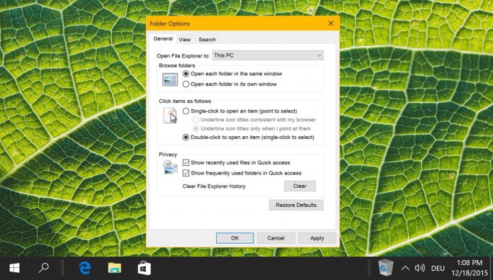 How to Open Folder Options for File Explorer in Windows 10